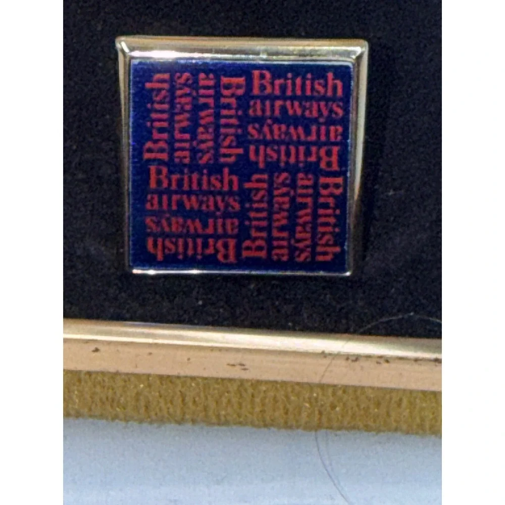 Stratton Cufflinks Mens OS Blue Red Excellent British Airways Enamel Vintage
